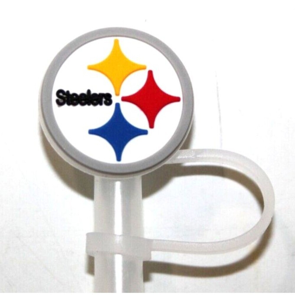 Sport Straw Cover Cap Compatible Silicone Straw Pittsburgh Steelers Logo Lot 4